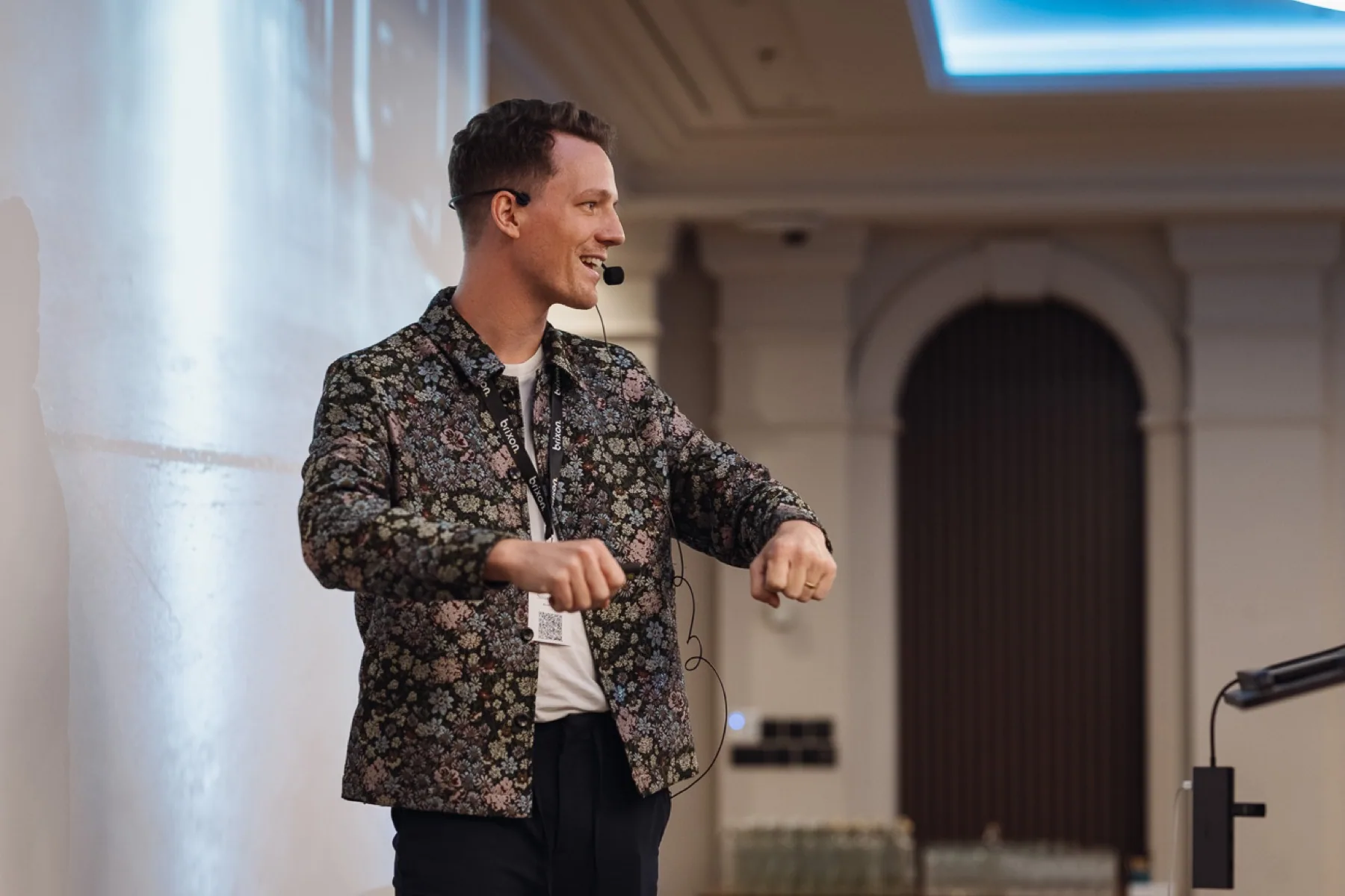 Christoph Sauerborn presenting at the Brixon AI event in Malta